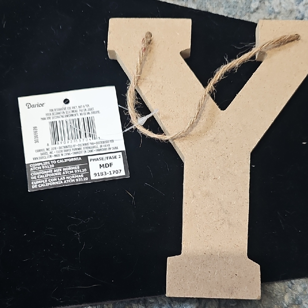 Darice Natural Wooden Letter Y with Rope